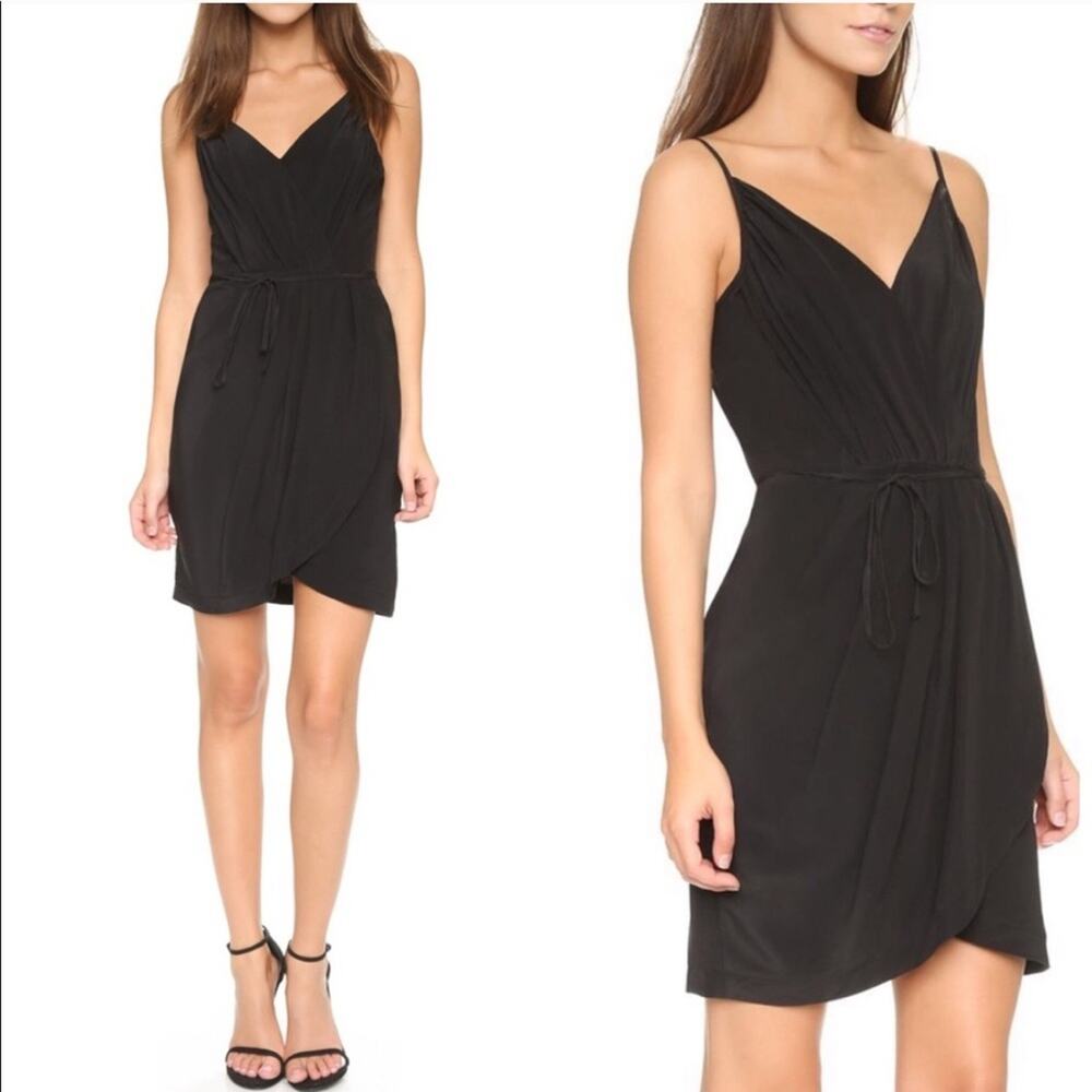 REVOLVE x YUMI KIM Women's Black Silk Mini Dress Tulip Hem